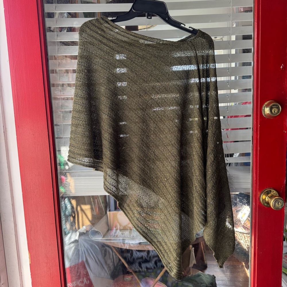 A New Day Olive Knit Poncho Sweater